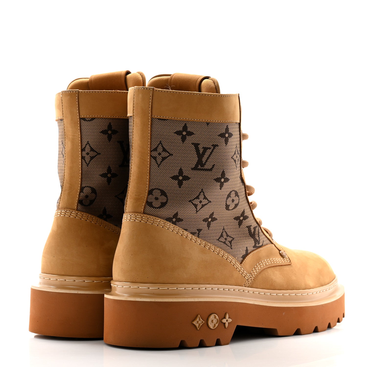 Louis Vuitton Nubuck Monogram Jacquard Mens Ranger Ankle Boots 10.5 Beige 4 of 12