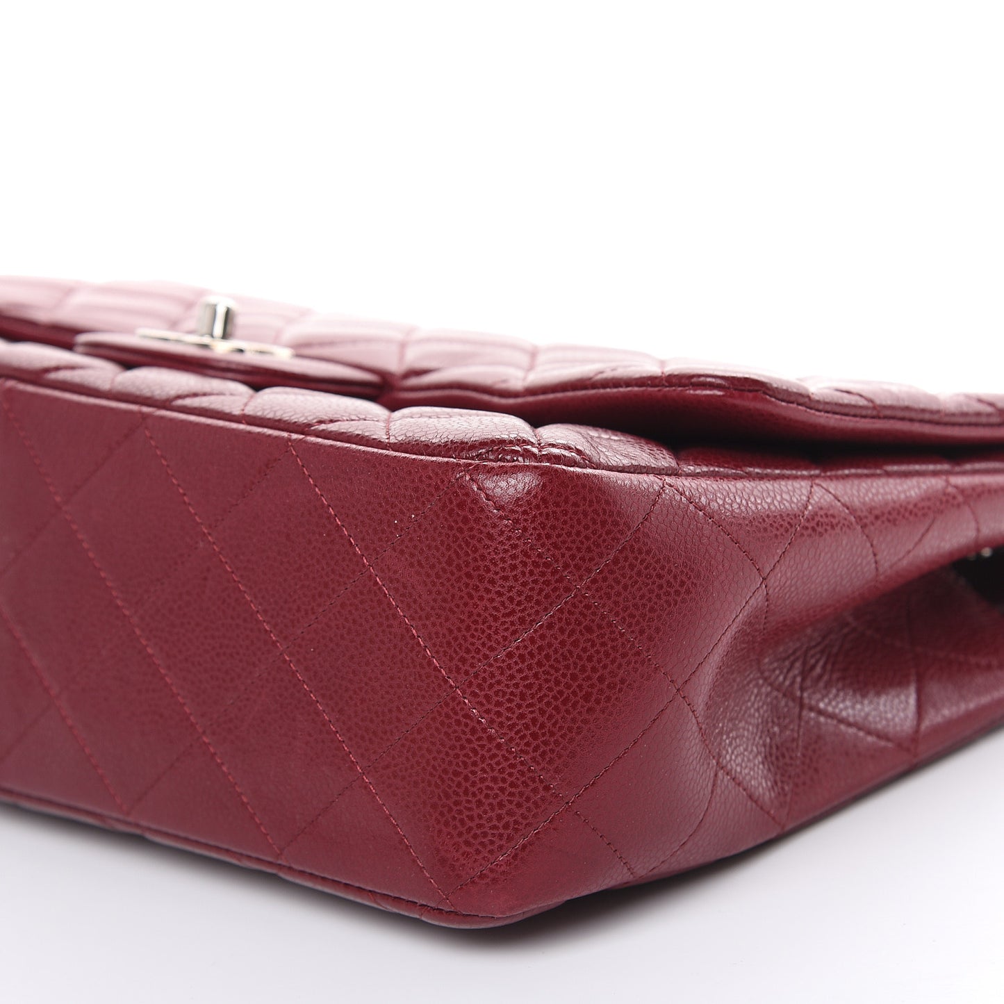 Caviar Quilted Jumbo Single Flap Dark Red