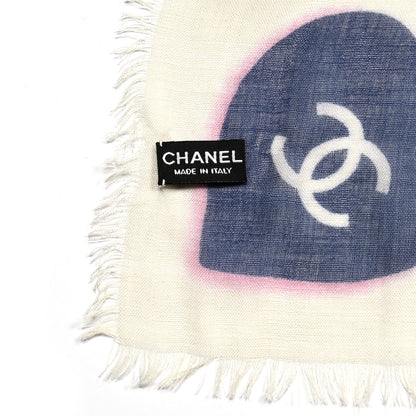 Chanel Silk Icons Scarf Shawl Beige Purple 2 of 9