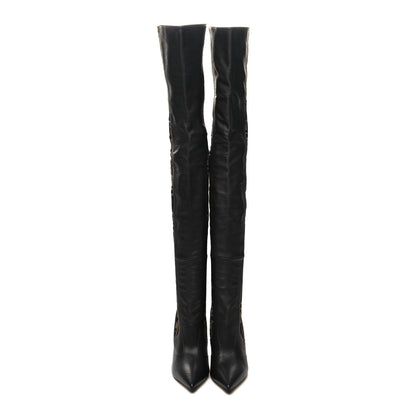 Fendi Nappa Microfiber Fabric FF Rockoko Thigh High 105mm Boots 39 Ebano Tobacco Black 2 of 6