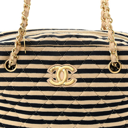 Chanel Jersey Quilted Coco Sailor Camera Case Beige Navy 9 of 14
