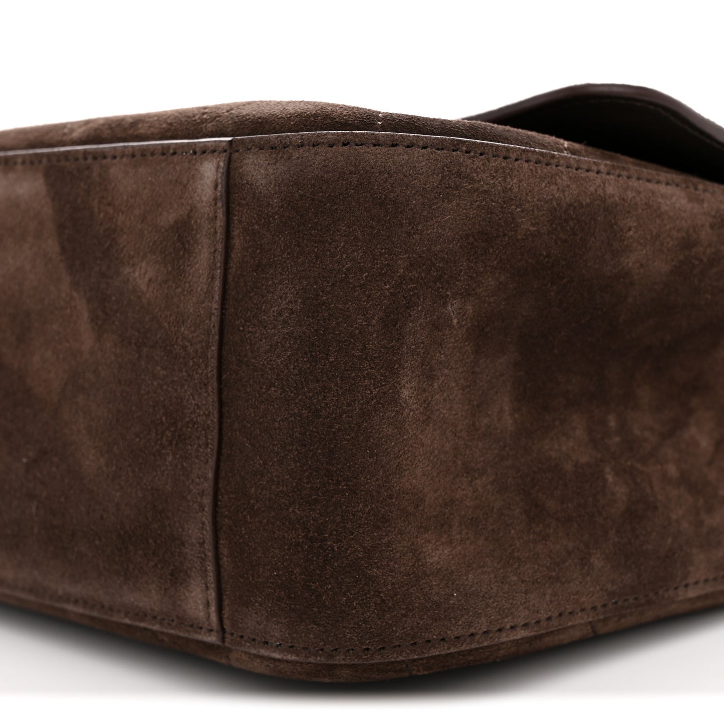 Suede Calfskin Small Souplissimo Maxi Flap Dark Brown