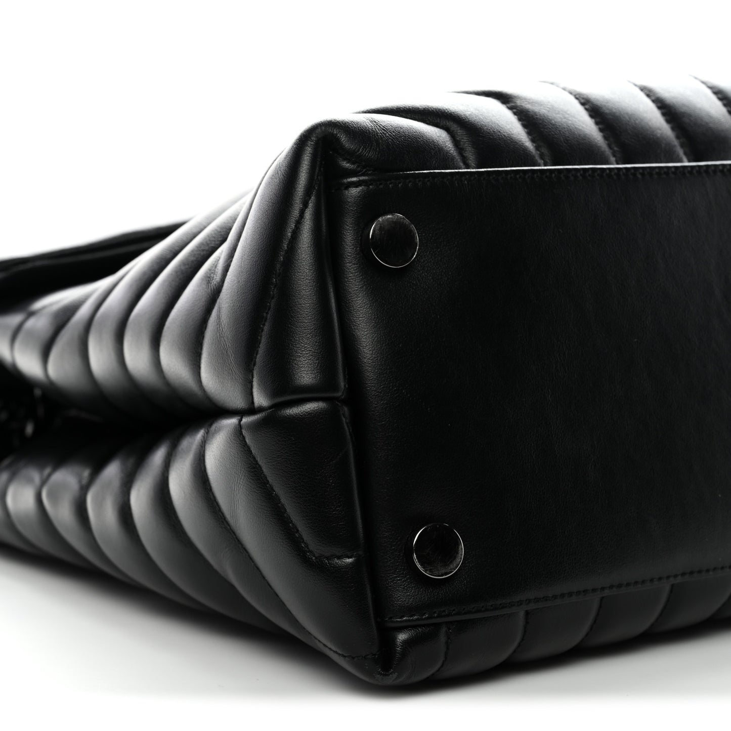 Calfskin Y Quilted Monogram Monochrome Large Loulou Chain Satchel Black
