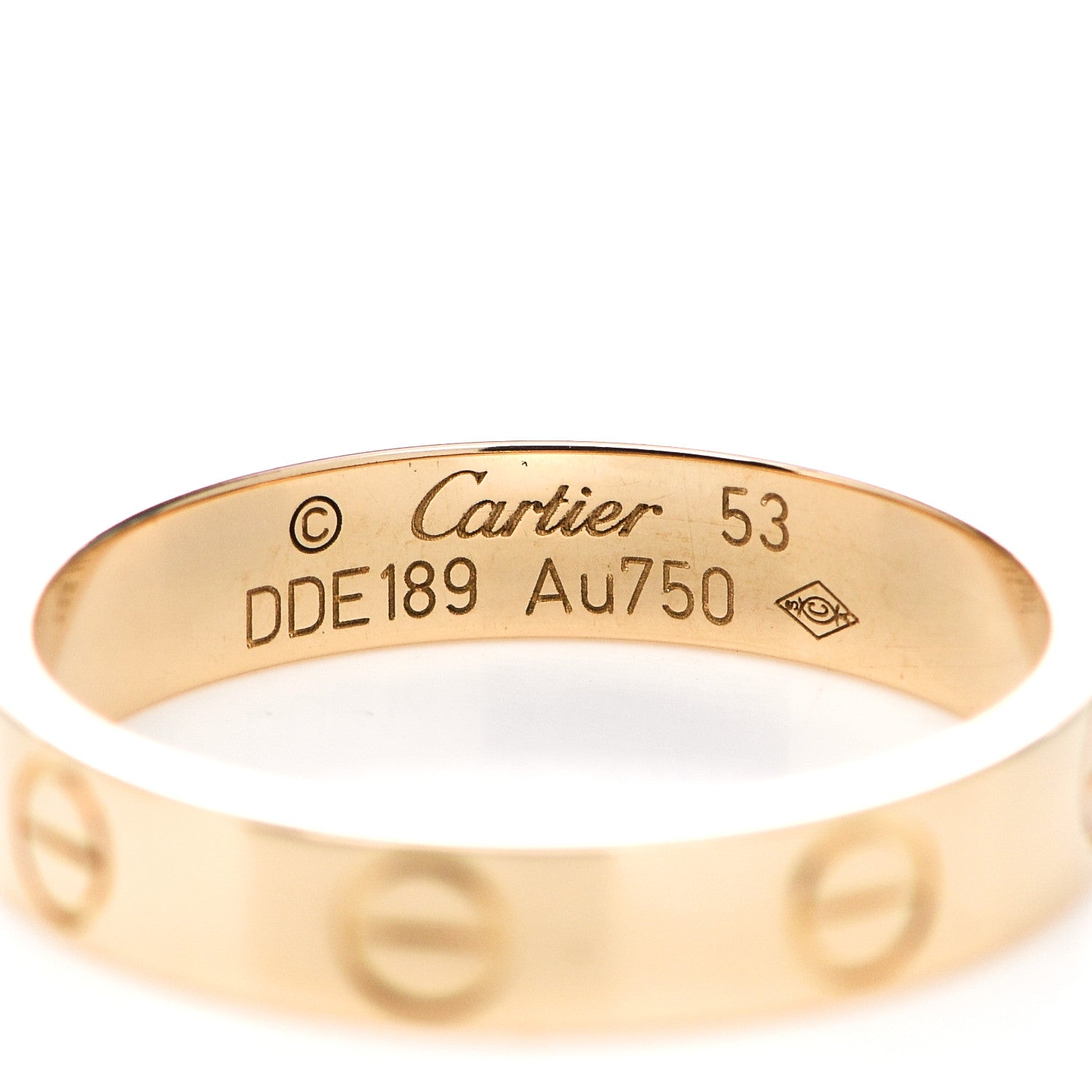 Cartier 18K Yellow Gold 3.5mm LOVE Wedding Band Ring 53 6.5 4 of 4