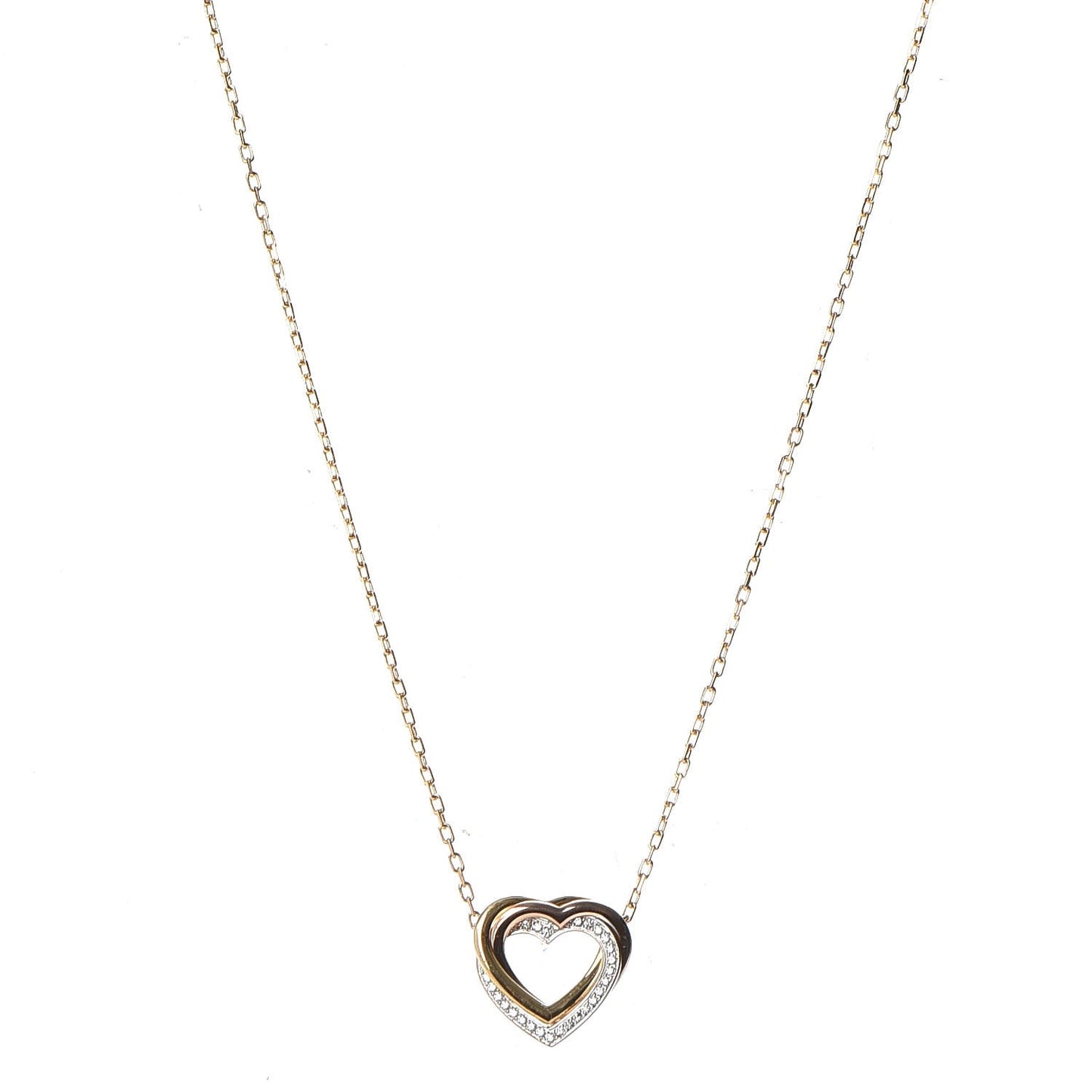 18K Pink Yellow White Gold Diamond Trinity Heart Pendant Necklace