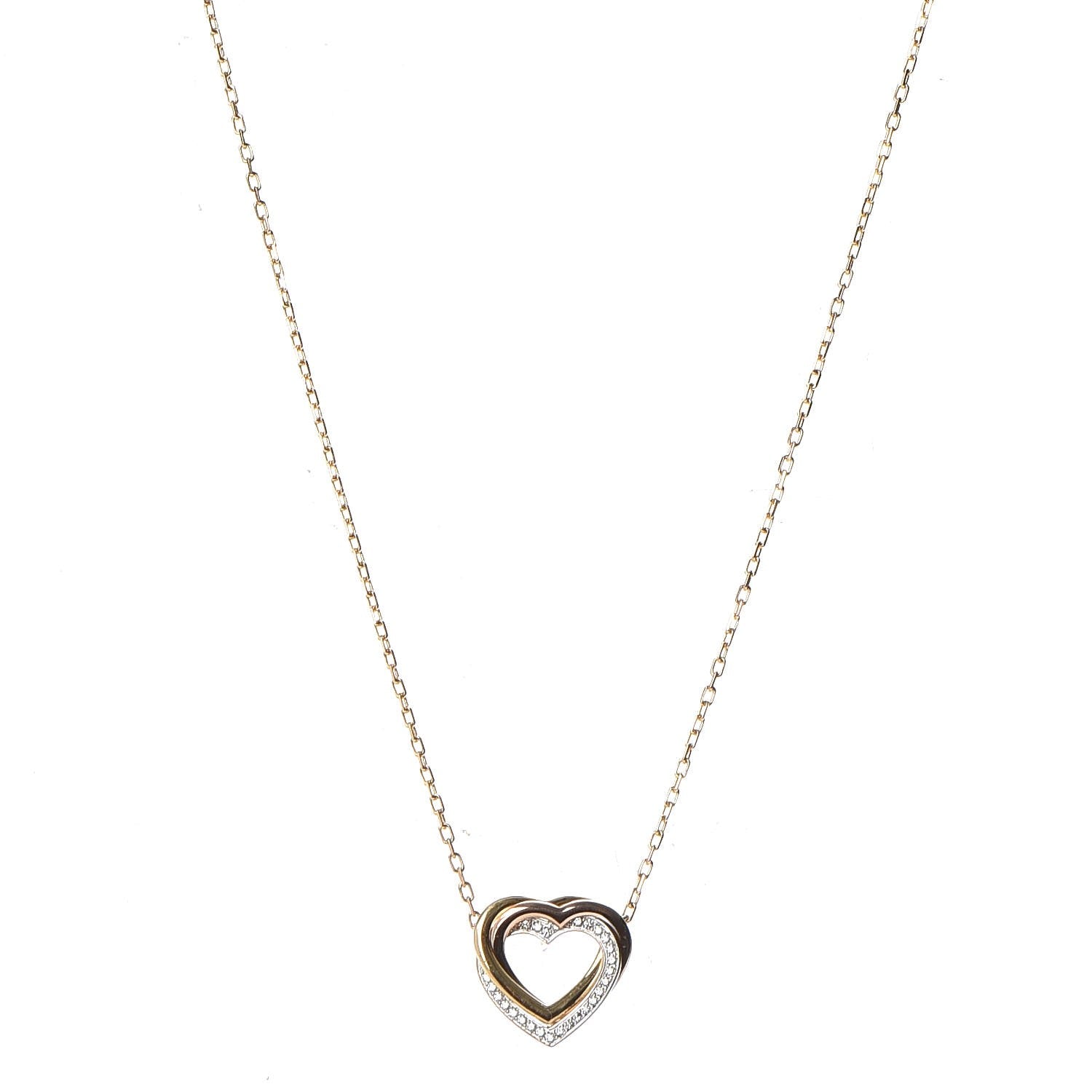 Cartier 18K Pink Yellow White Gold Diamond Trinity Heart Pendant Necklace 1 of 7