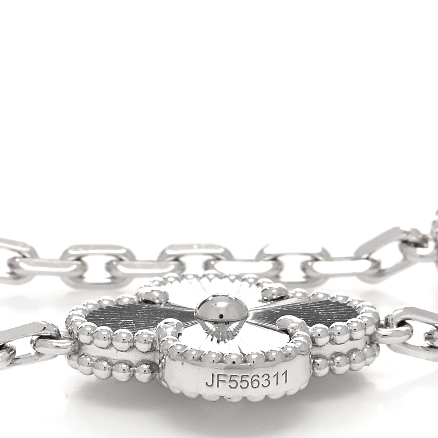 18K White Gold 5 Motifs Guilloche Vintage Alhambra Bracelet