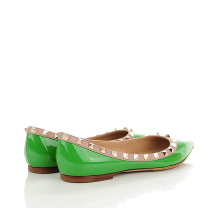 Valentino Garavani Patent Rockstud Ballerina Flats 37.5 Green Poudre 4 of 8