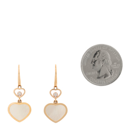Chopard 18K Rose Gold Diamond Mother of Pearl Floating Happy Diamonds Hearts Earrings 2 of 4