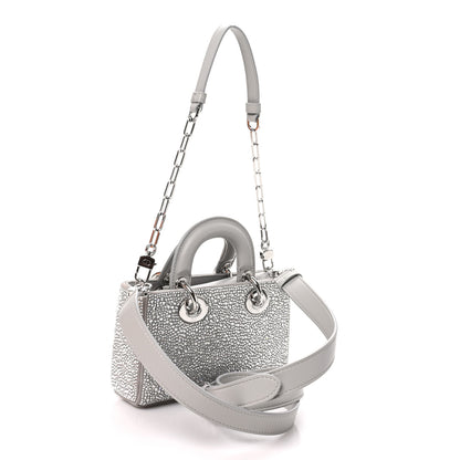 Christian Dior Lambskin Crystal Embroidered Mini Lady D-Joy Argent 2 of 10
