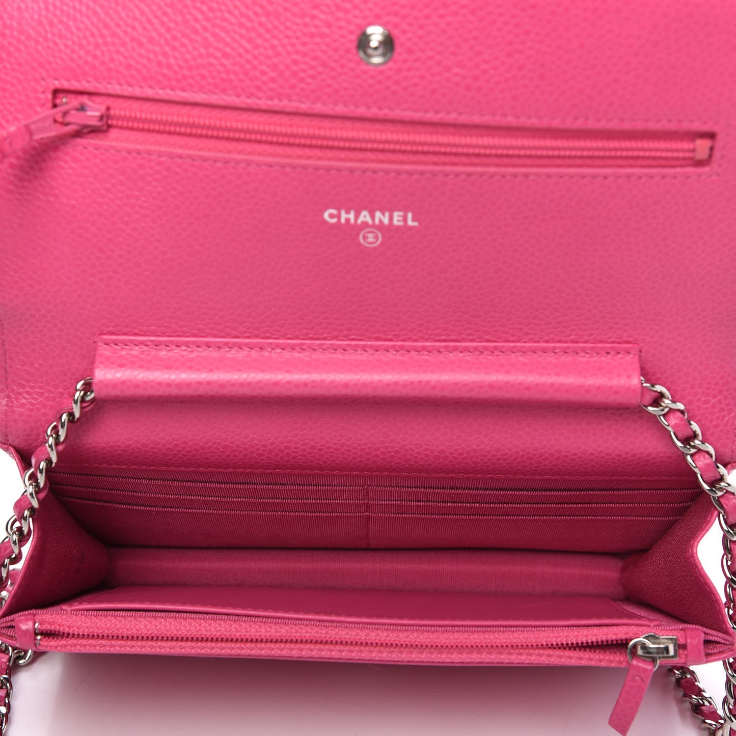 Caviar Quilted Wallet on Chain WOC Pink