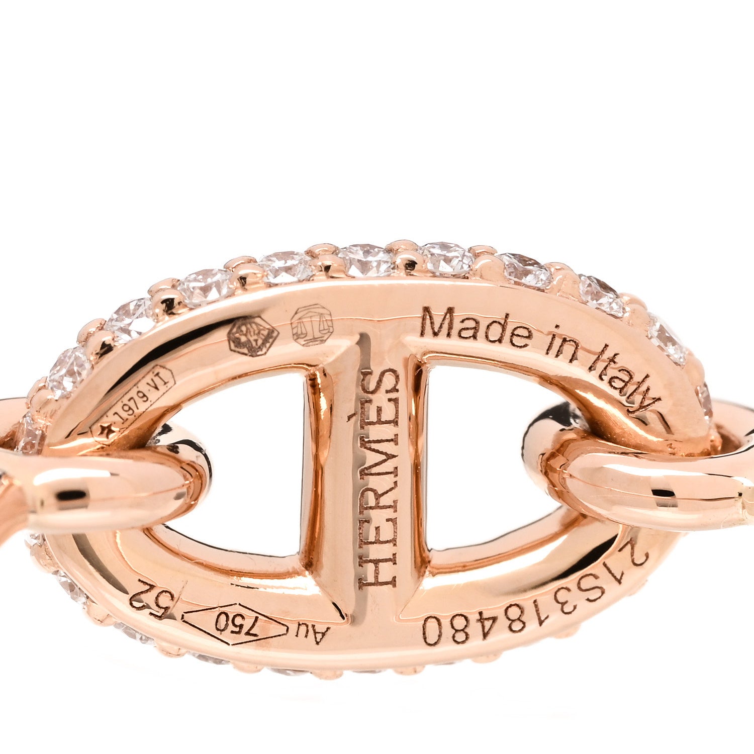 Hermes 18K Rose Gold Diamond Farandole Ring 52 6 4 of 5