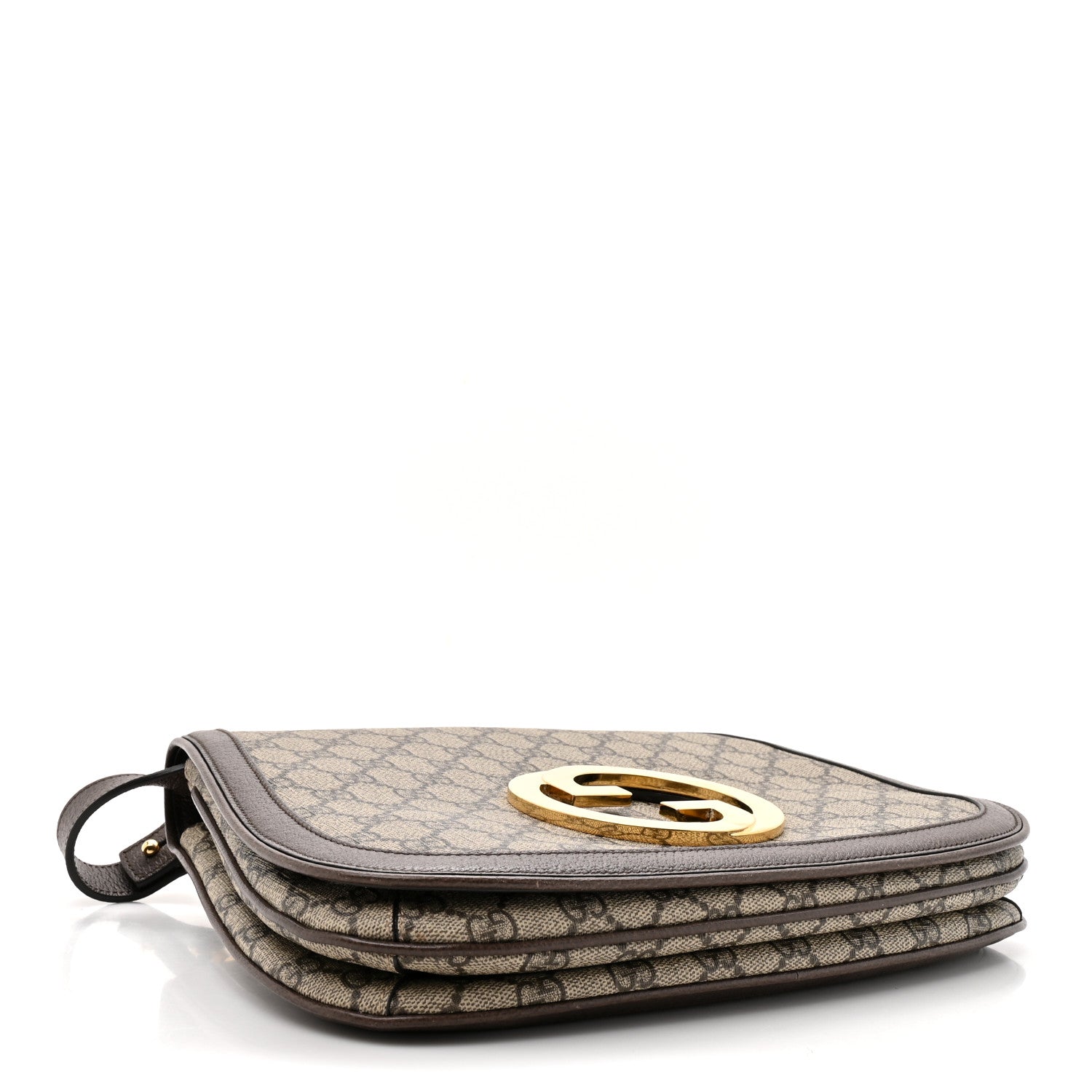 Gucci GG Supreme Monogram Textured Dollar Calfskin Web Medium Blondie Top Handle Shoulder Flap Bag Beige Ebony New Acero 4 of 13