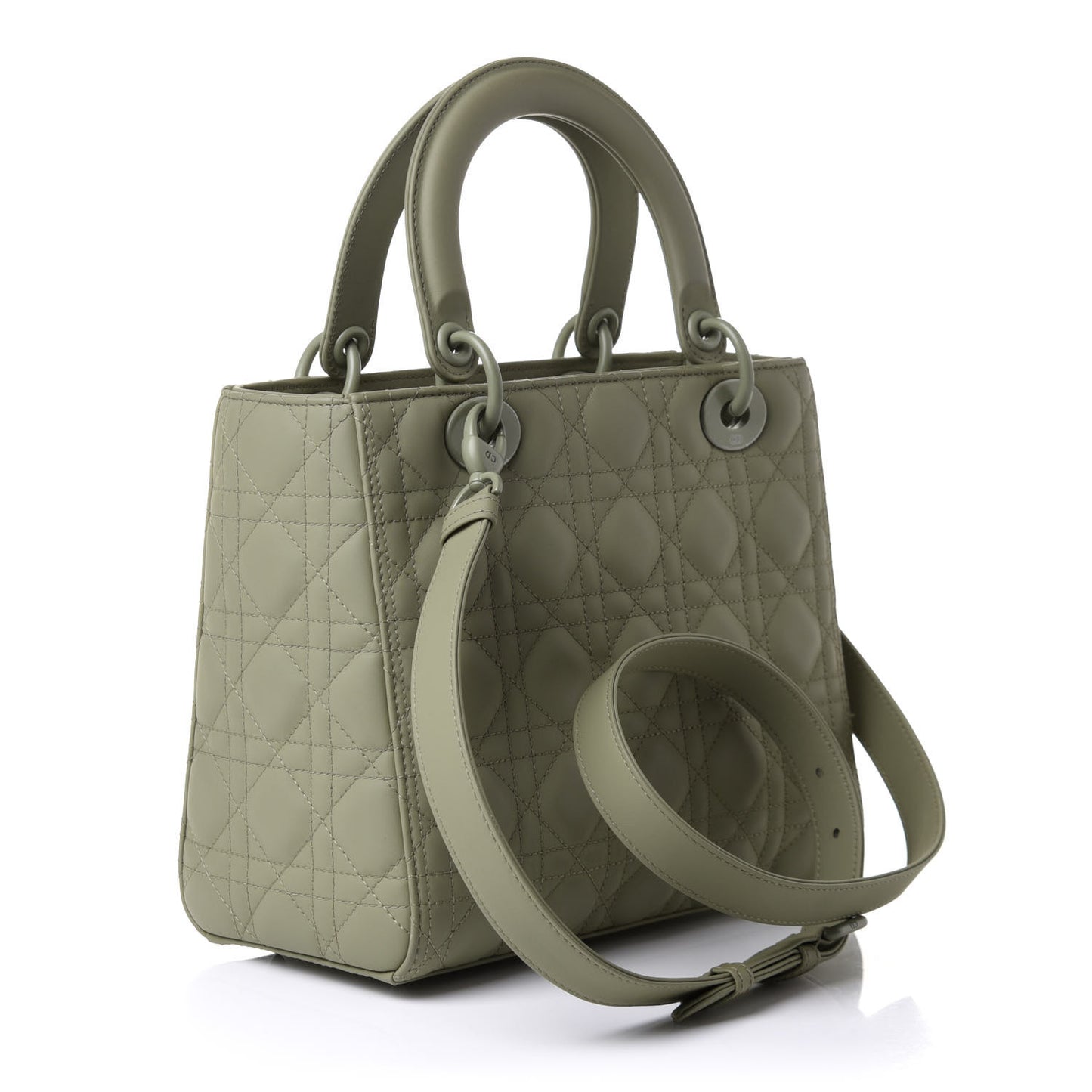 Ultra Matte Calfskin Cannage Medium Lady Dior Green