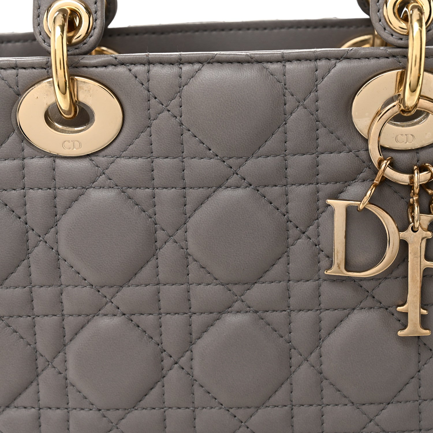 Christian Dior Lambskin Cannage Small Lucky Badges My Lady Dior Grey 8 of 11