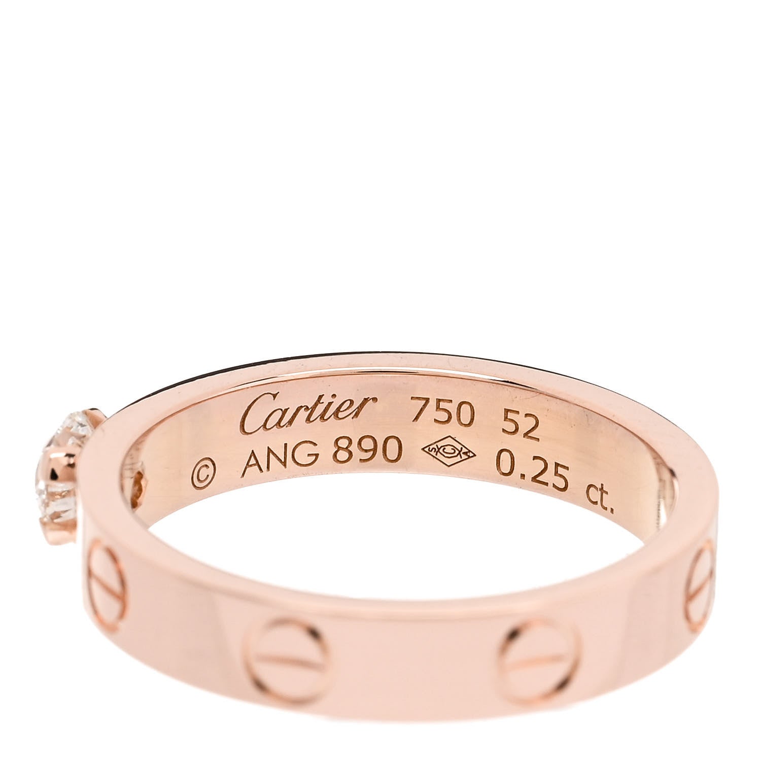 Cartier 18K Pink Gold Diamond .25ct LOVE Solitaire Engagement Ring 52 6 5 of 5