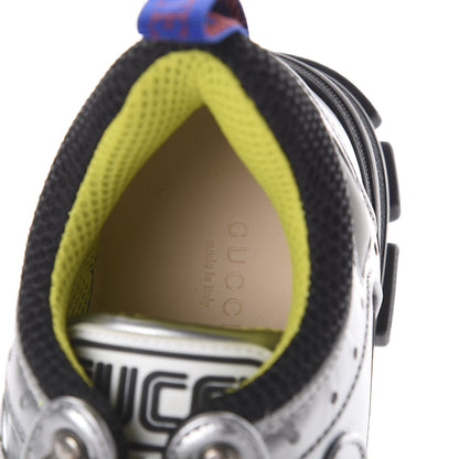 Gucci X SEGA Metallic Calfskin Mesh Womens Flashtrek Sneakers 37 Silver Black 6 of 7