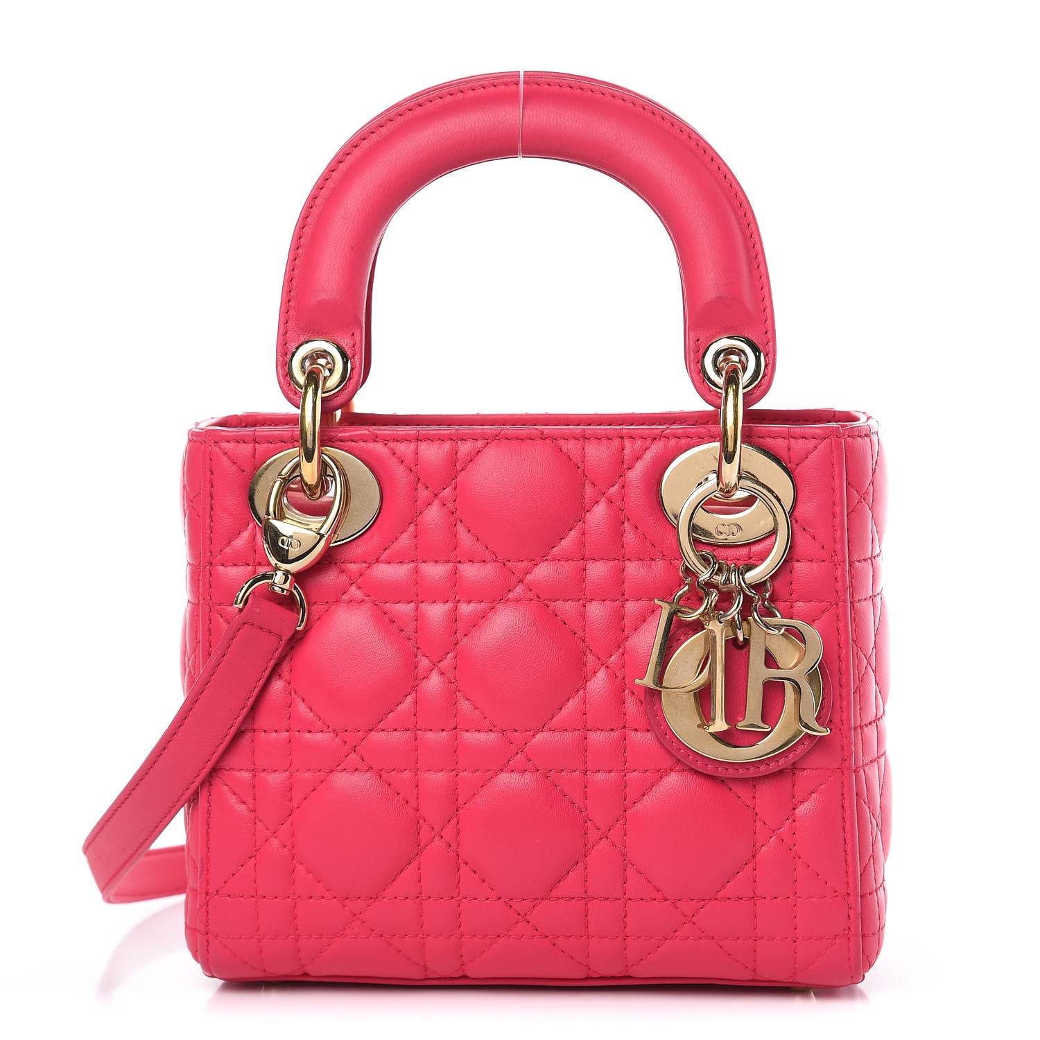 Christian Dior Lambskin Cannage Mini Lady Dior Fuchsia 1 of 13