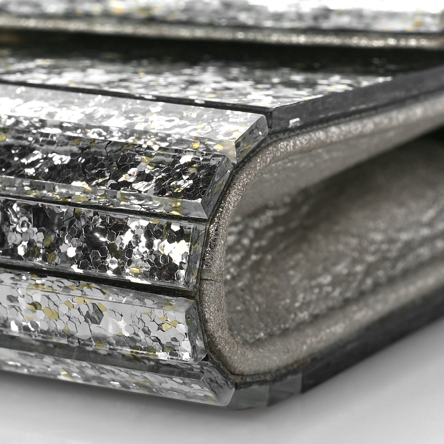 Acrylic Coarse Glitter Micro Candy Clutch Champagne