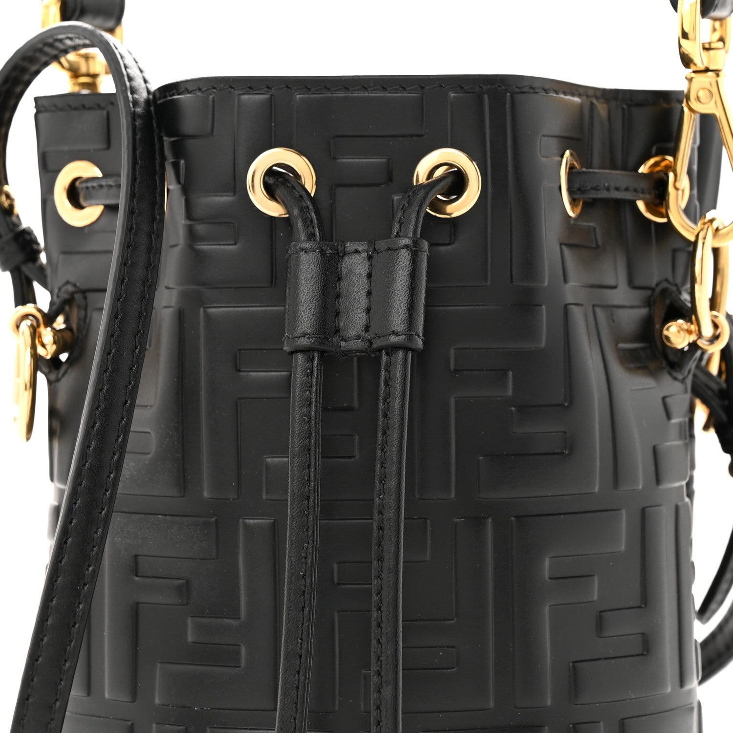 Fendi Vitello Liberty F is Fendi FF 1974 Embossed Mini Mon Tresor Bucket Bag Black 8 of 11