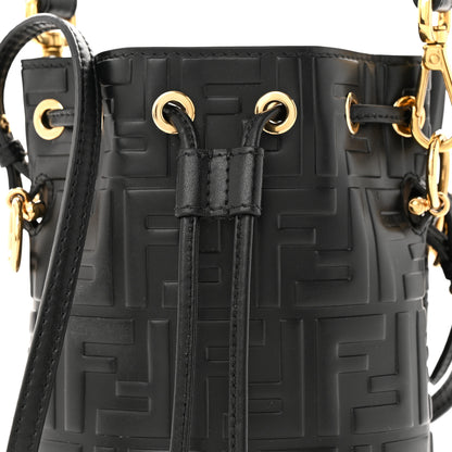Fendi Vitello Liberty F is Fendi FF 1974 Embossed Mini Mon Tresor Bucket Bag Black 8 of 11