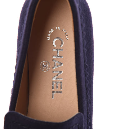 Chanel Wool CC Star Loafers 38 Navy Blue 6 of 7