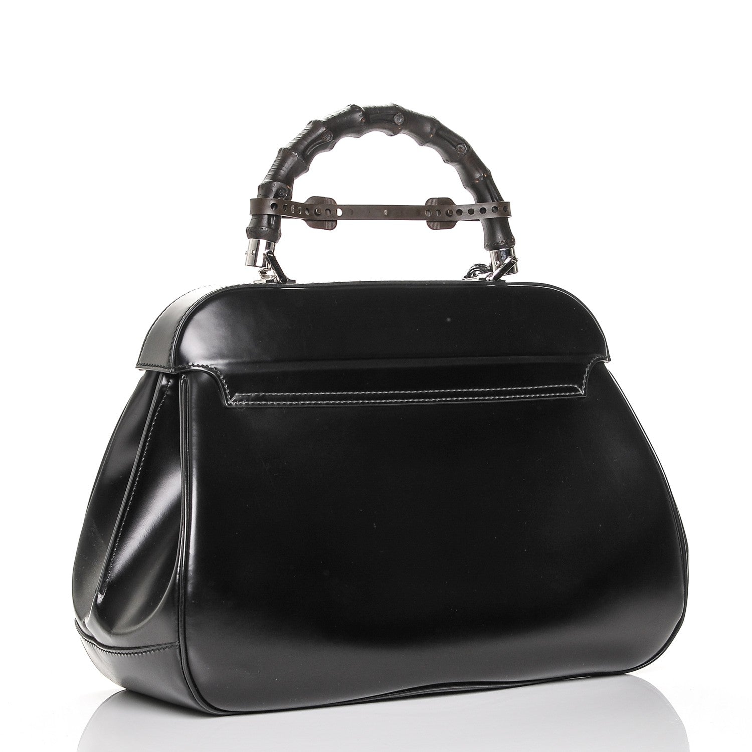 Gucci Regent Calfskin Bamboo Large Lady Lock Top Handle Bag Black 3 of 8