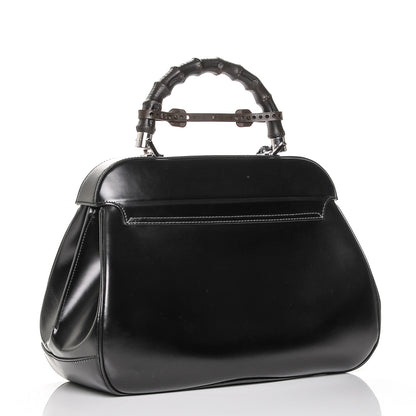 Gucci Regent Calfskin Bamboo Large Lady Lock Top Handle Bag Black 3 of 8
