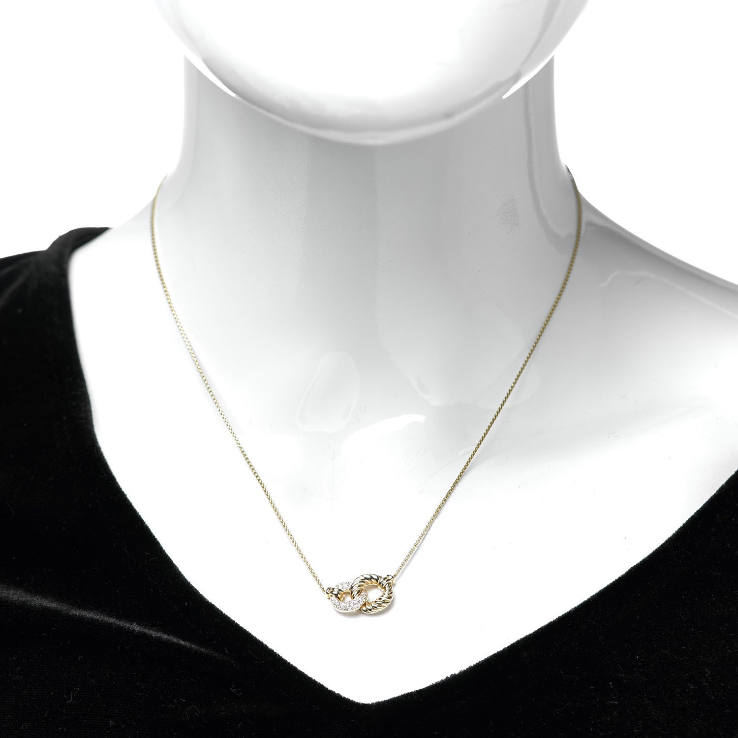 David Yurman 18K Yellow Gold Diamond Pave Extra-Small Belmont Pendant Necklace 2 of 5