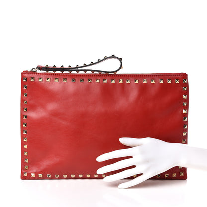 Valentino Garavani Vitello Large Rockstud Zip Wristlet Pouch Rosso Valentino 2 of 7
