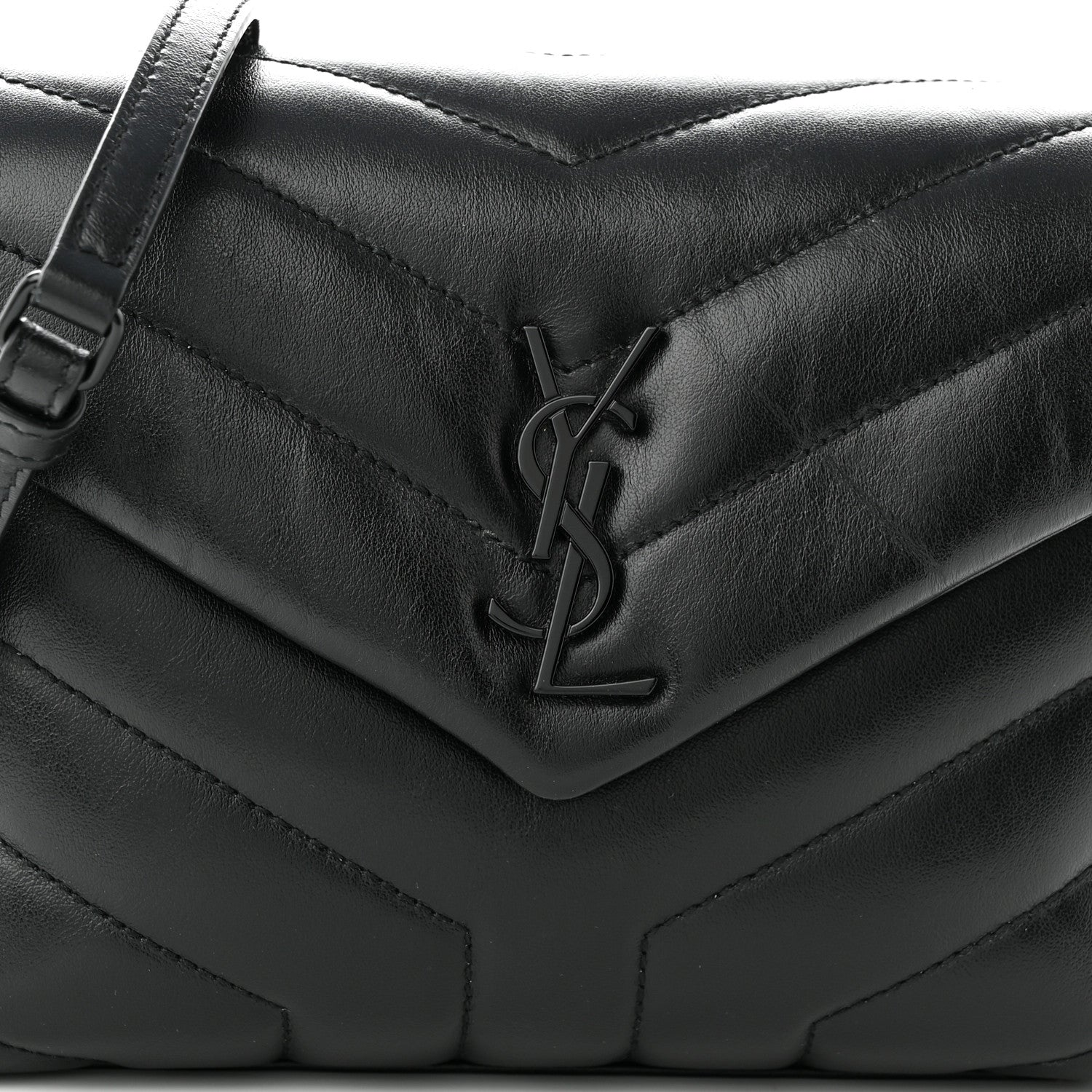 Saint Laurent Calfskin Y Quilted Monogram Monochrome Toy Loulou Crossbody Bag Black 9 of 12