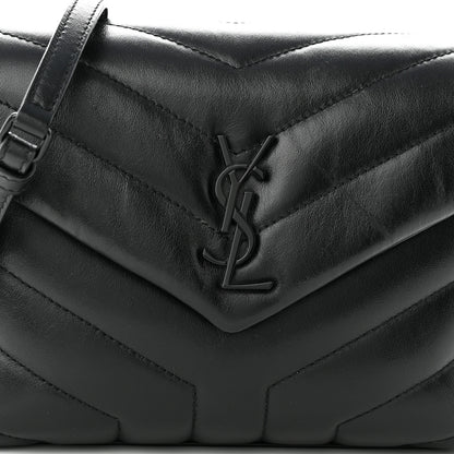 Saint Laurent Calfskin Y Quilted Monogram Monochrome Toy Loulou Crossbody Bag Black 9 of 12
