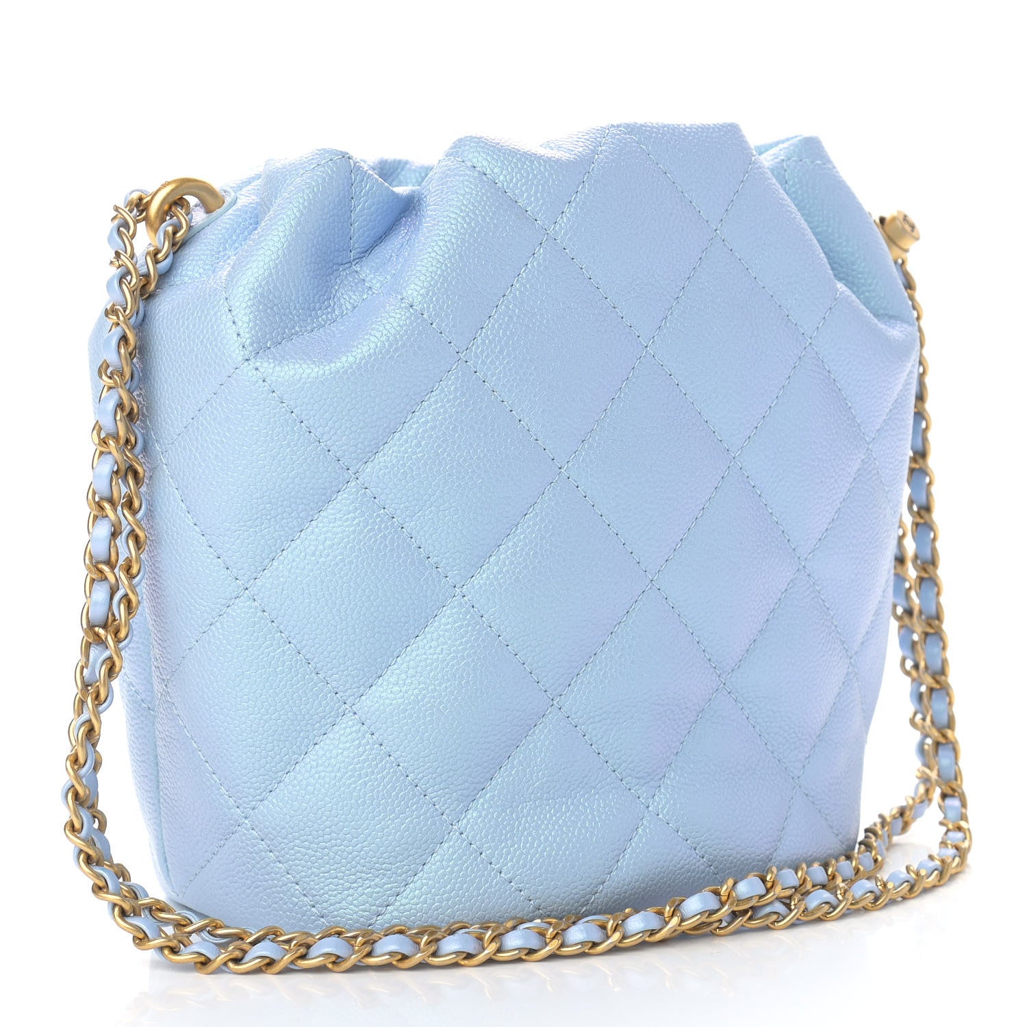 Chanel Iridescent Caviar Quilted My Perfect CC Bucket Drawstring Bag Light Blue 2 of 11