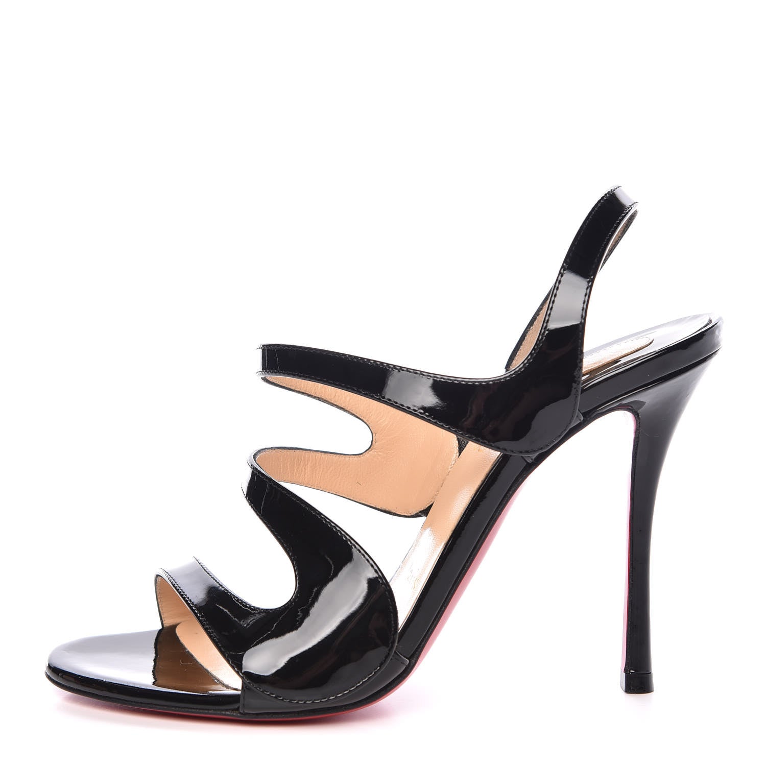 Christian Louboutin Patent Vavazou Asymmetric 100 Strappy Sandals 35.5 Black 1 of 8