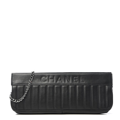 Chanel Calfskin Vertical Quilted Lax Clutch With Chain Black 1 of 10