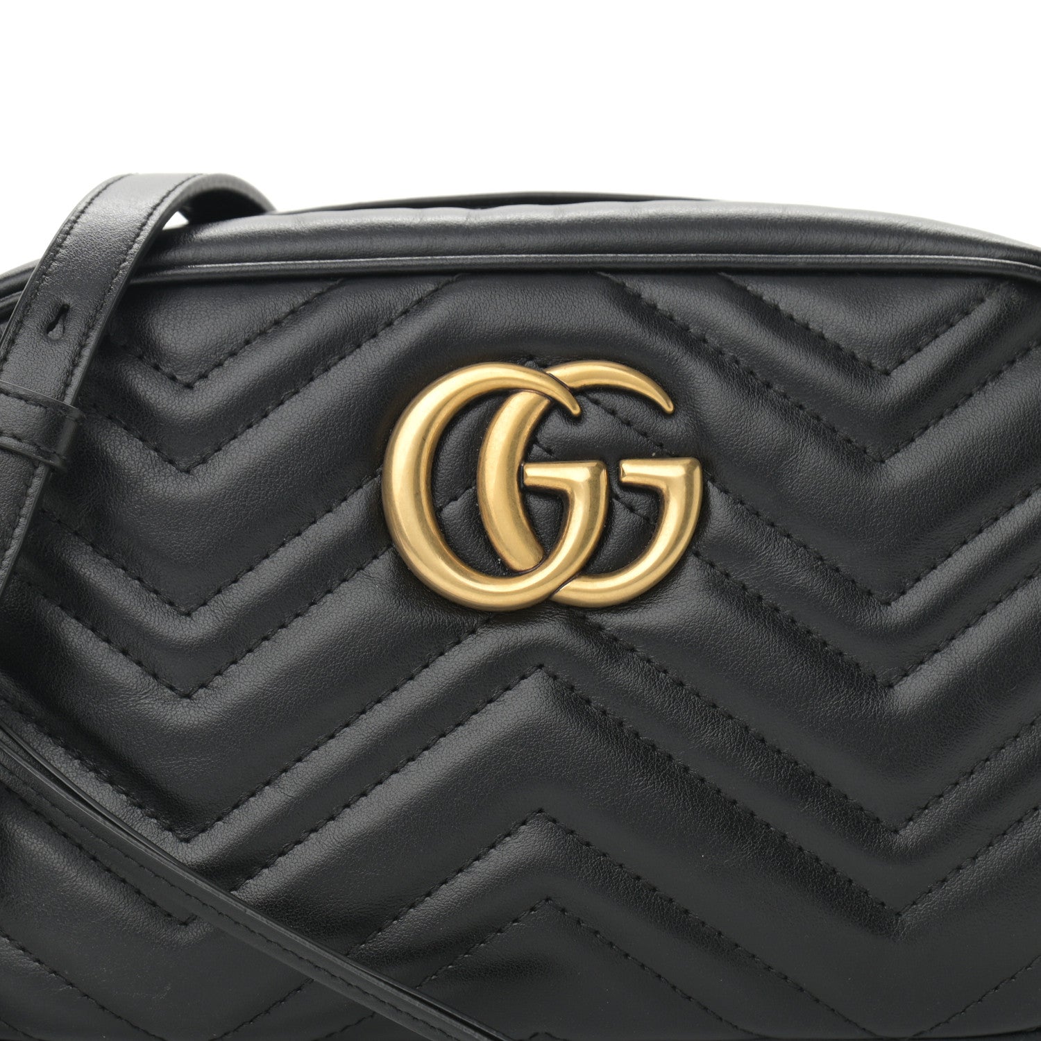 Gucci Calfskin Matelasse Small GG Marmont Chain Shoulder Bag Black 8 of 10