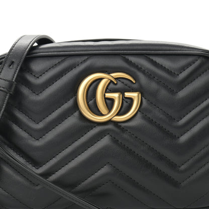 Gucci Calfskin Matelasse Small GG Marmont Chain Shoulder Bag Black 8 of 10