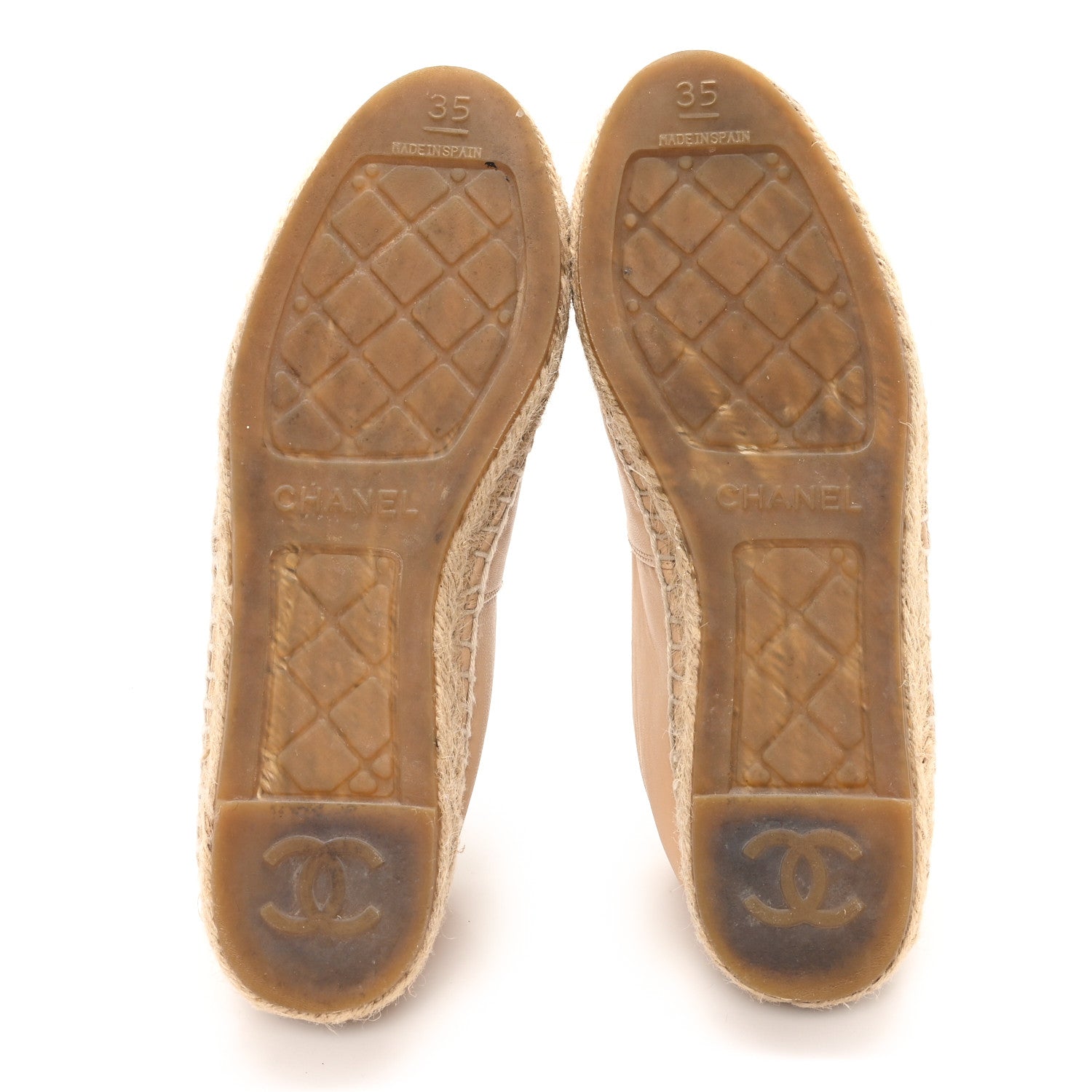 Chanel Lambskin CC Espadrilles 35 Beige Black 6 of 9