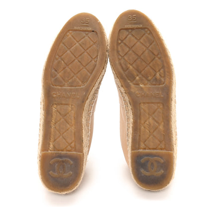 Chanel Lambskin CC Espadrilles 35 Beige Black 6 of 9