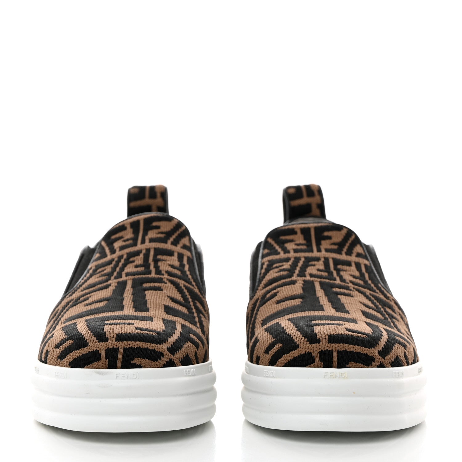 Fendi X SARA COLEMAN Canvas FF Vertigo Embroidered Womens Rise Slip On Sneakers 40 Tobacco Black 2 of 8