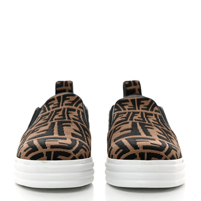 Fendi X SARA COLEMAN Canvas FF Vertigo Embroidered Womens Rise Slip On Sneakers 40 Tobacco Black 2 of 8