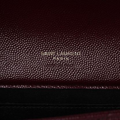 Saint Laurent Grain De Poudre Matelasse Chevron Monogram Envelope Clutch Rouge Legion 6 of 14