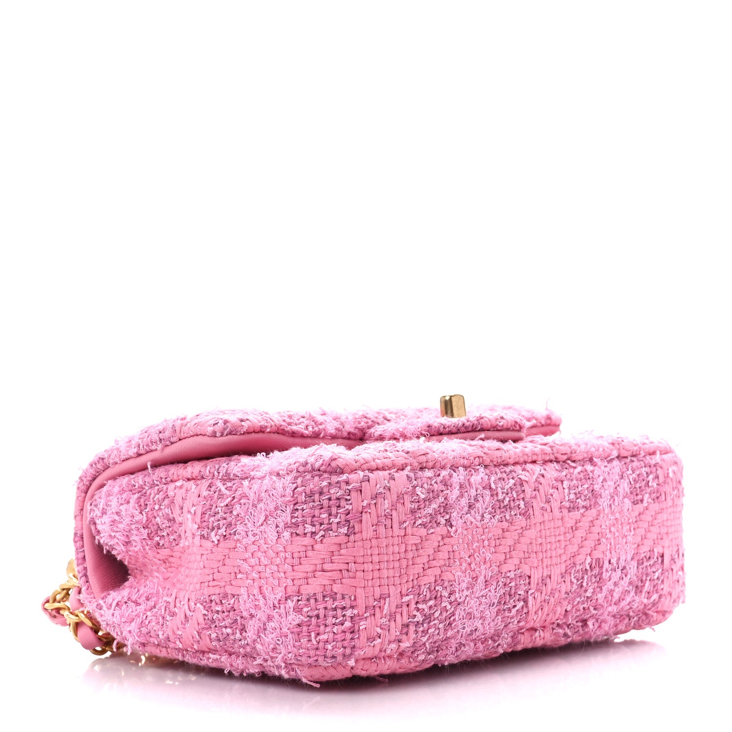 Chanel Tweed Quilted Pearl Twist Mini Square Flap Pink Dark Pink 3 of 11