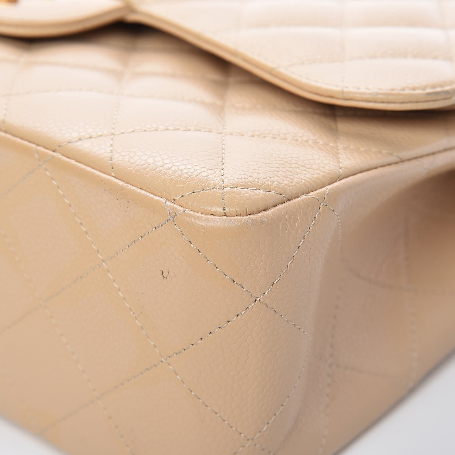 Chanel Caviar Quilted Jumbo Double Flap Beige 15 of 21