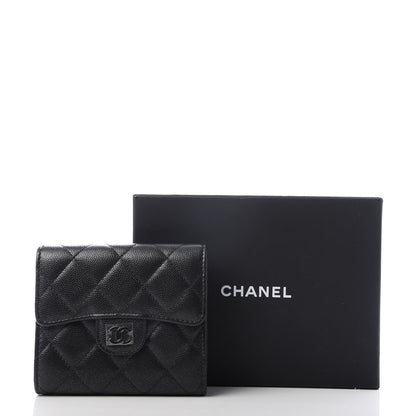 Chanel Iridescent Caviar Quilted Compact Flap Wallet Black 9 of 9