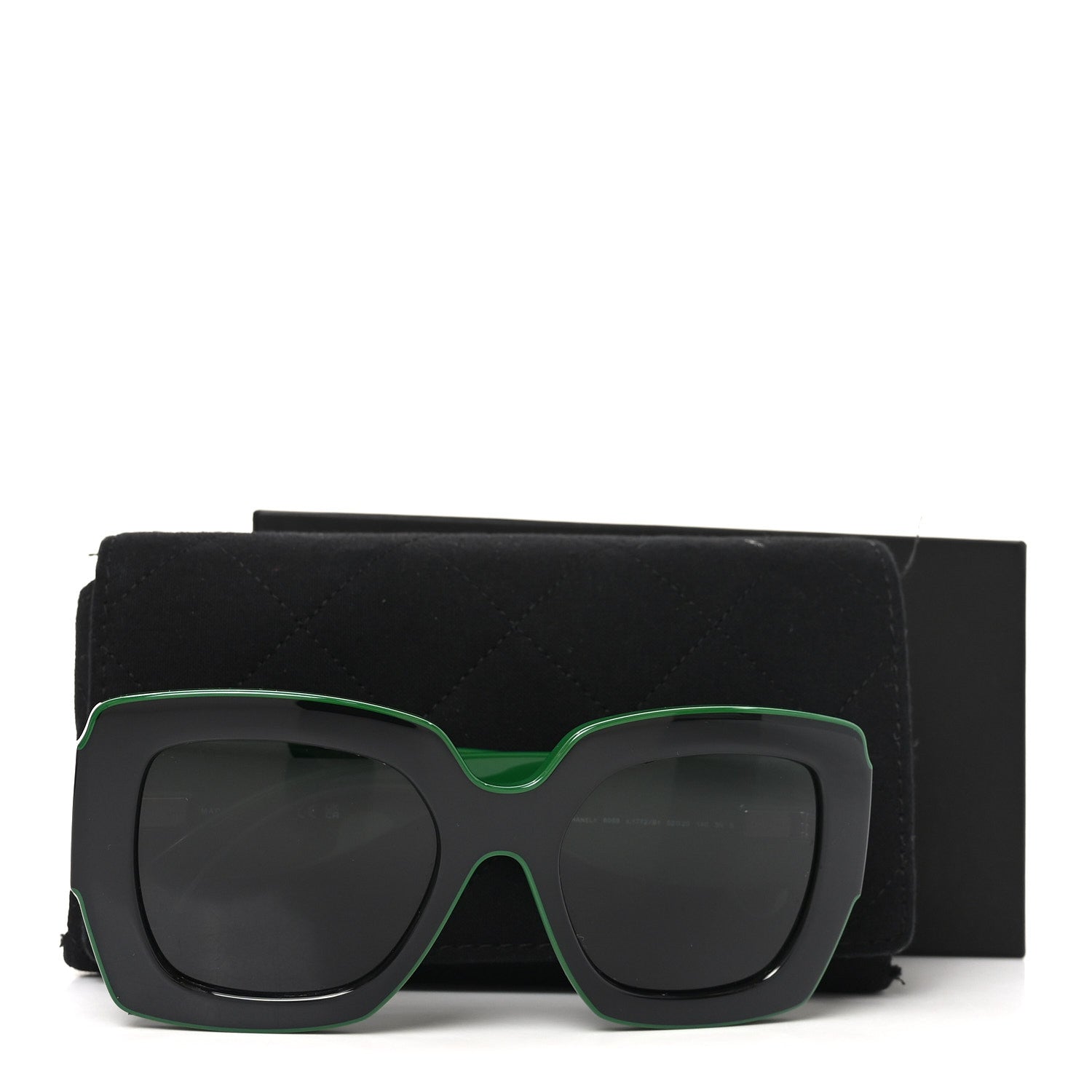 Chanel Acetate Square Sunglasses 6059 Black Green 7 of 7