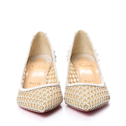 Christian Louboutin Fishnet Patent Guni 55 Spiked Pumps 36.5 White 2 of 10