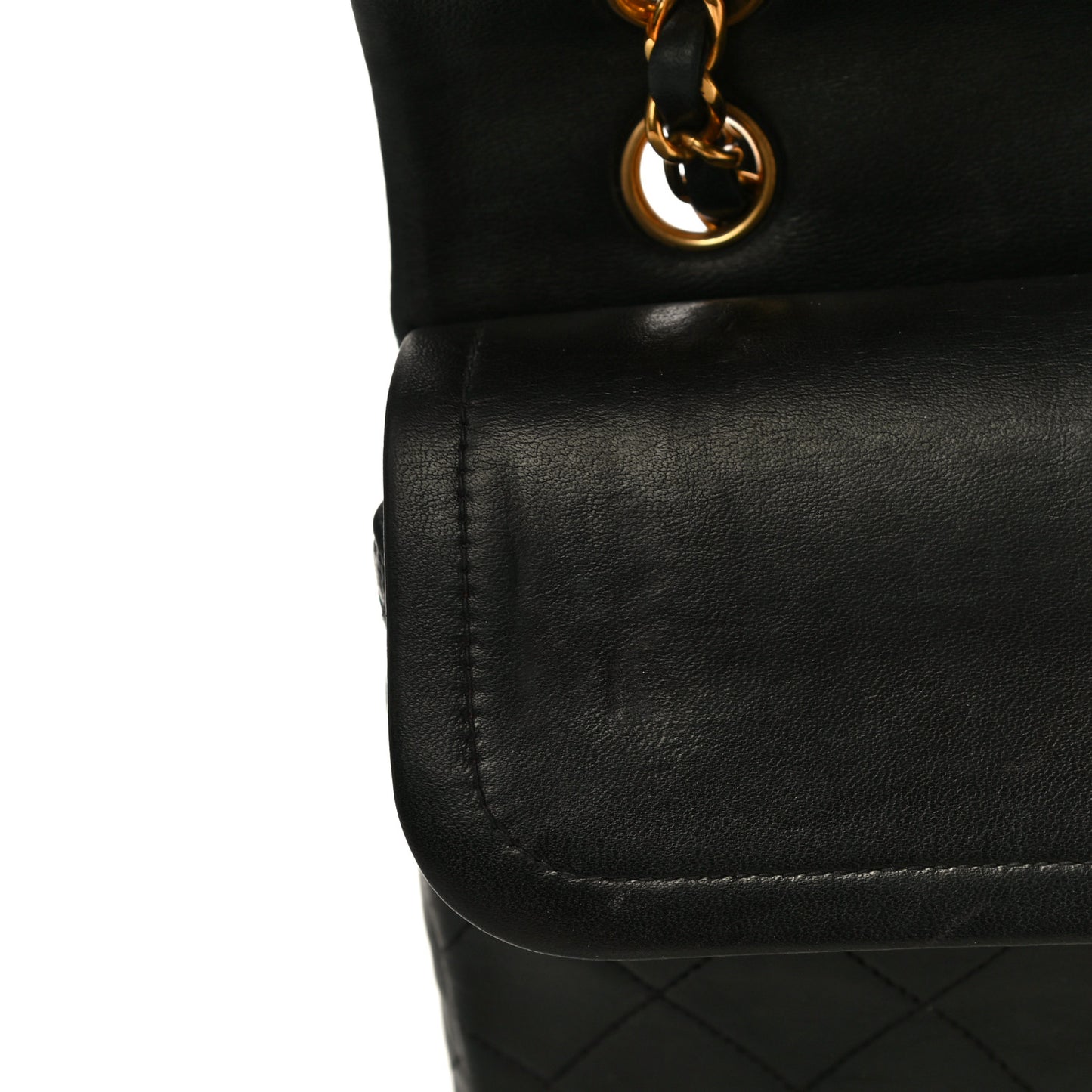 Lambskin Quilted Medium Double Flap Black