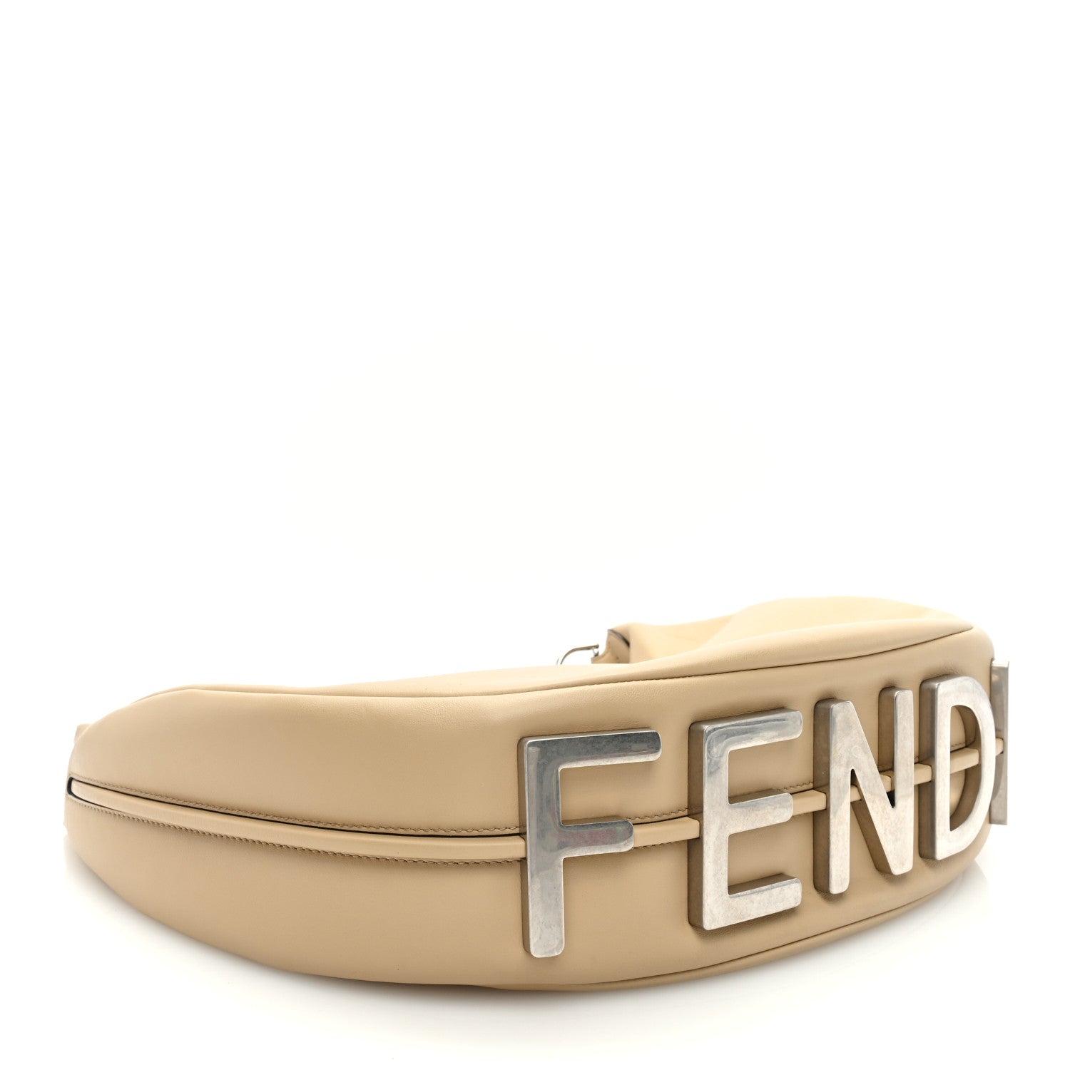 Fendi Vitello Grace Matte Metal Handle Medium Fendigraphy Hobo Bag Beige Amido 4 of 9