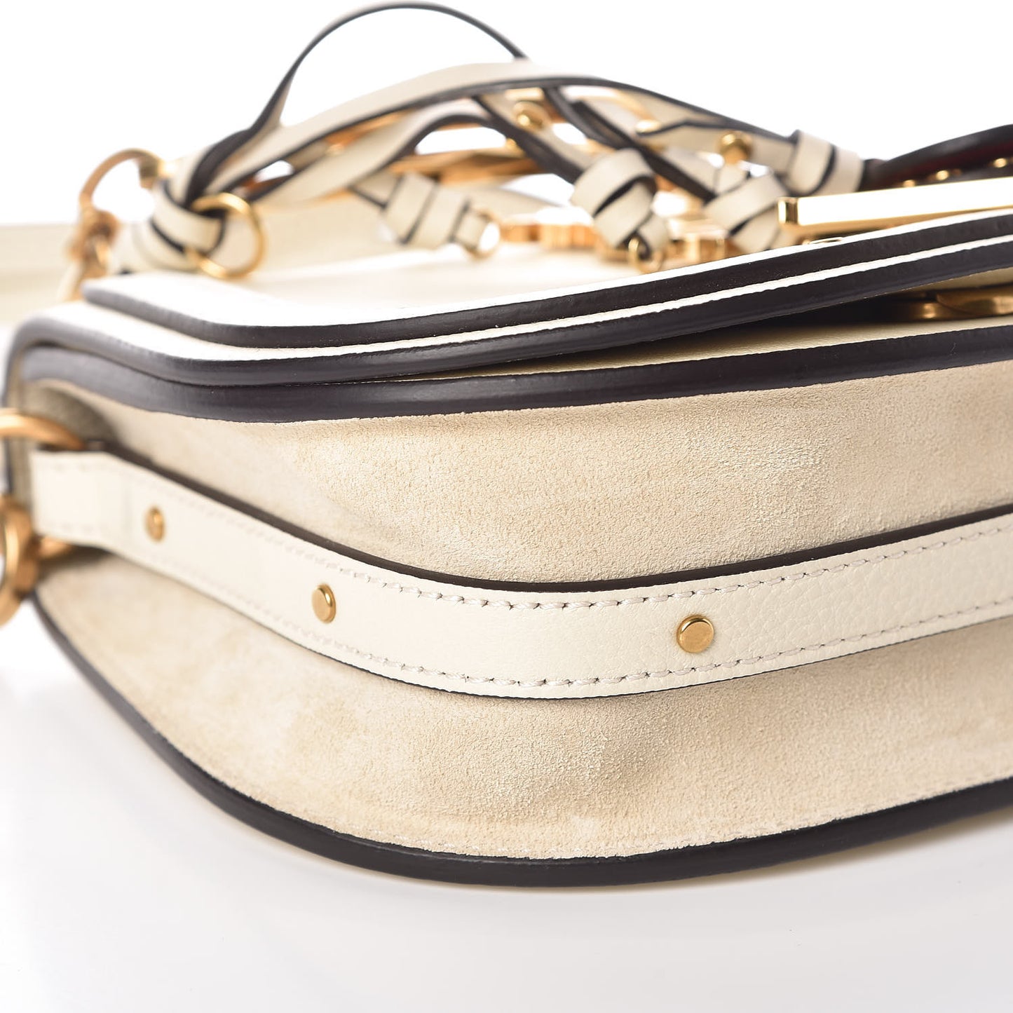 Calfskin Suede Small Nile Bracelet Bag Off White